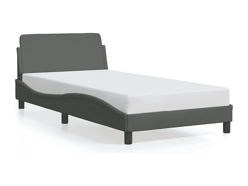 Bedframe met hoofdbord stof donkergrijs 100x200 cm BE331770