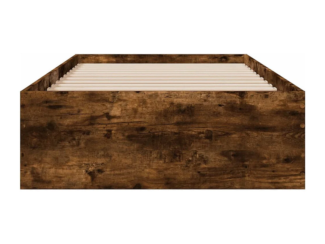Lit simple et tiroirs chêne fumé 90x190 cm bois d'ingénierie FR63050