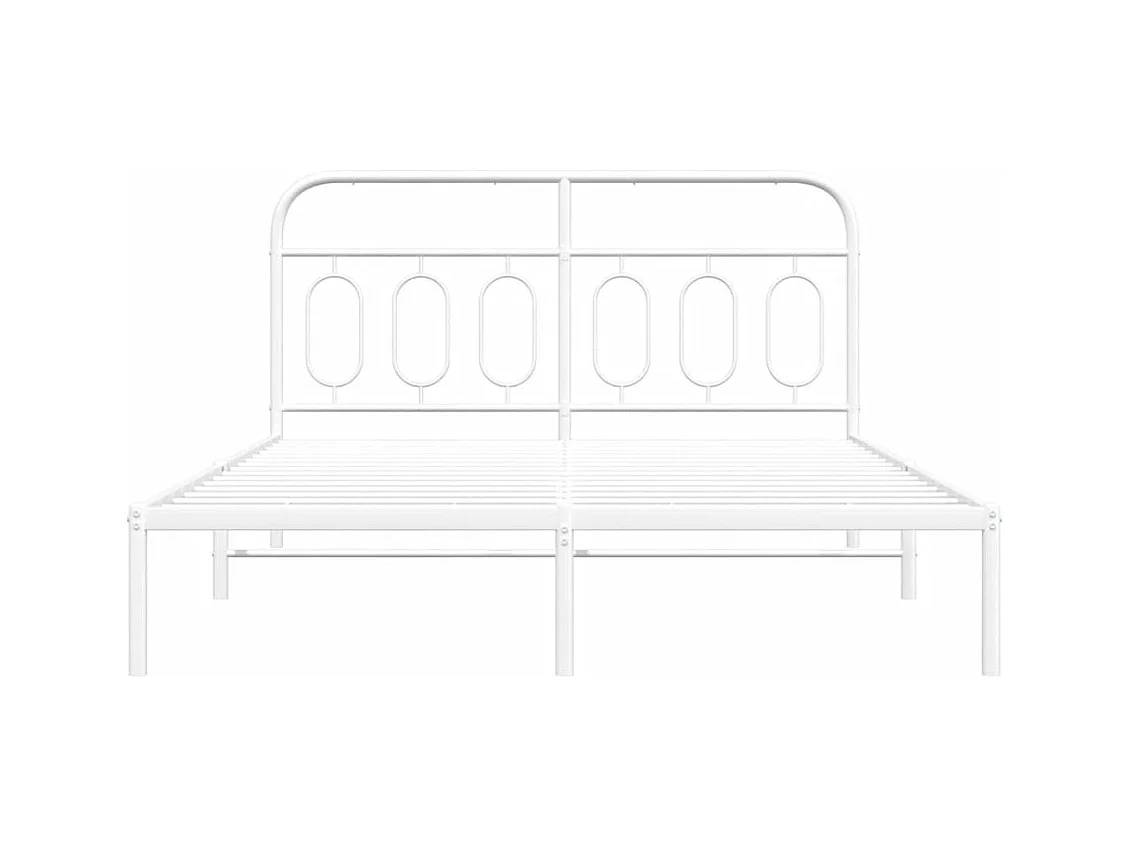 Cama matrimonial- 135x190 cm de metal con cabecero blanca ES439849