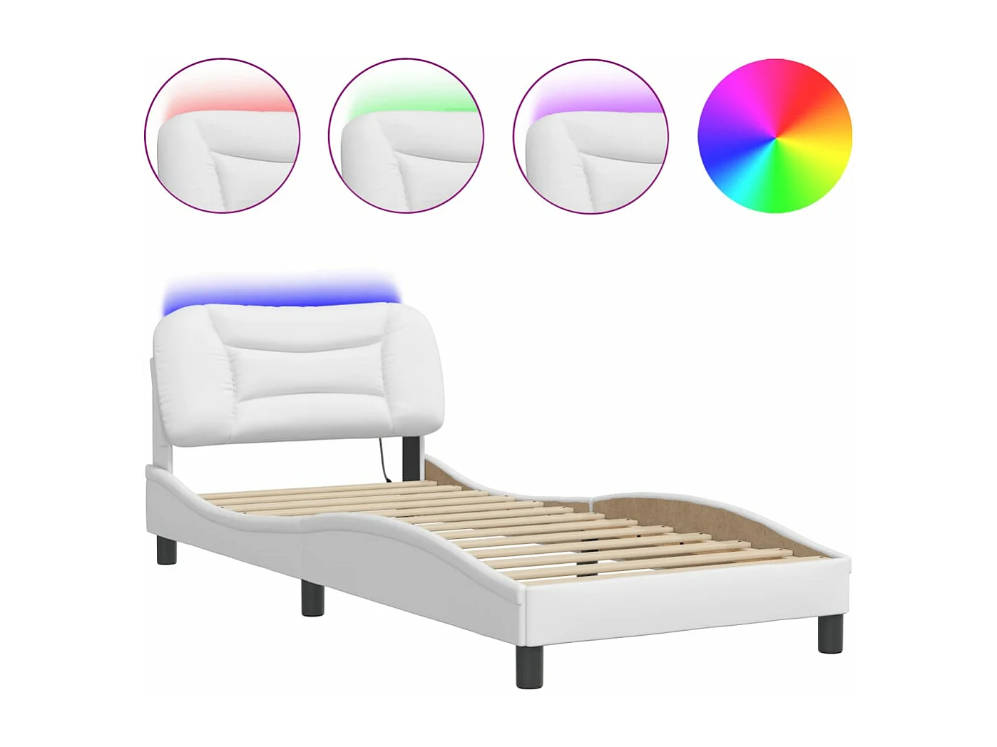 Lit simple avec lumières LED blanc 80x200 cm similicuir FR42126