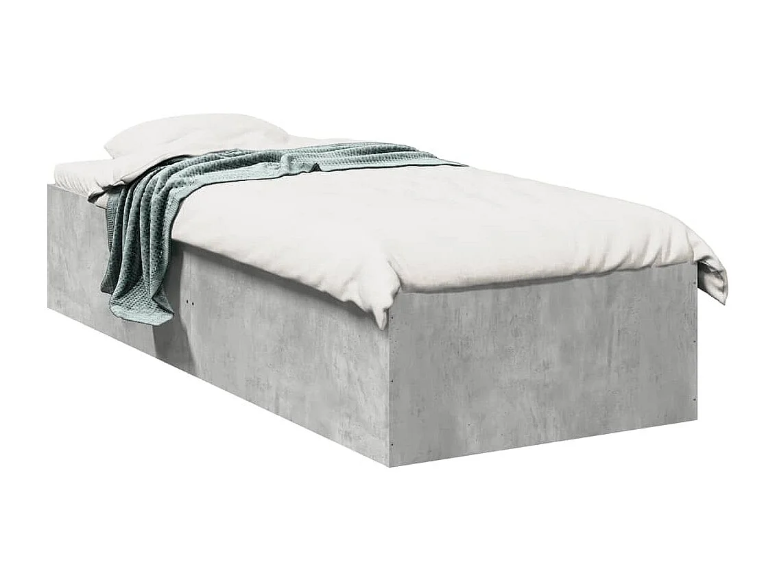 Lit simple gris béton 90x190 cm bois d'ingénierie FR45474