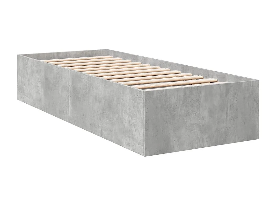 Lit simple gris béton 90x190 cm bois d'ingénierie FR45474