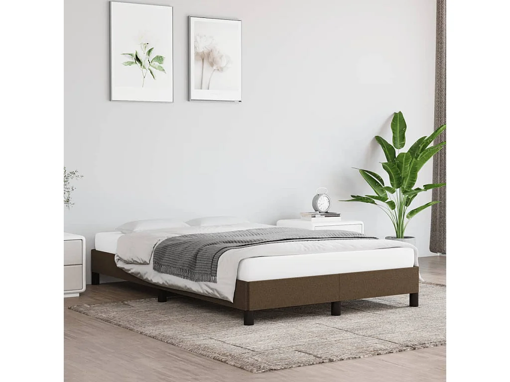 Cama 120x190 cm tecido castanho-escuro PT529699