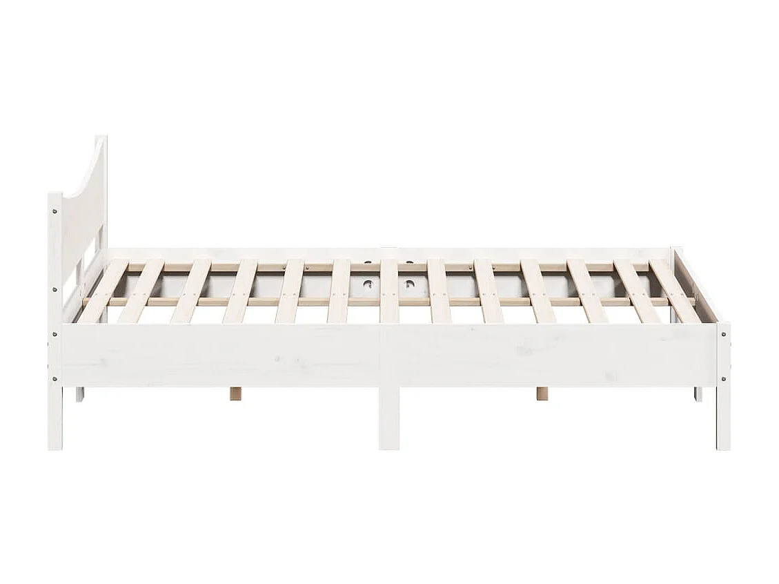 Lit double et tête de lit blanc 200x200 cm bois de pin massif FR70384