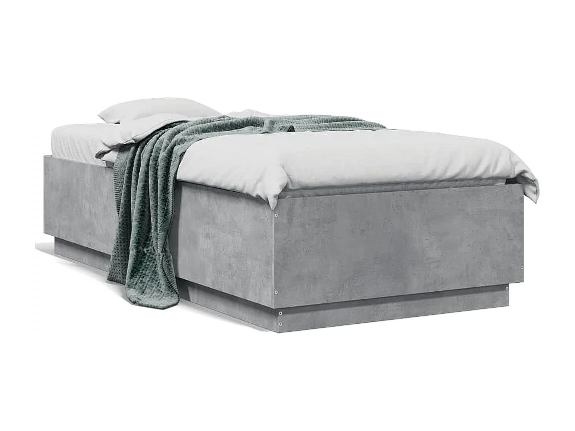 Cama 75x190 cm - con luces LED madera gris hormigón ES832552