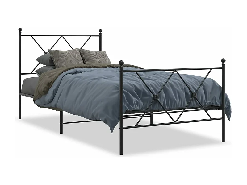 Bedframe met hoofd- en voeteneinde metaal zwart 90x190 cm BE568939