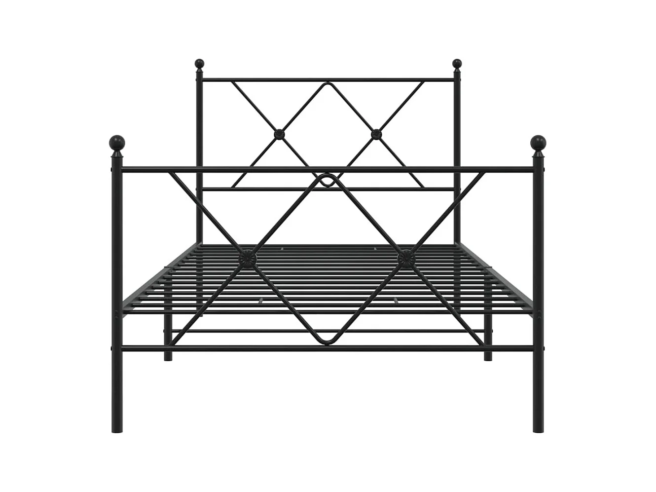 Cama individual- 90x190 cm con cabecero y estribo metal negro ES723659