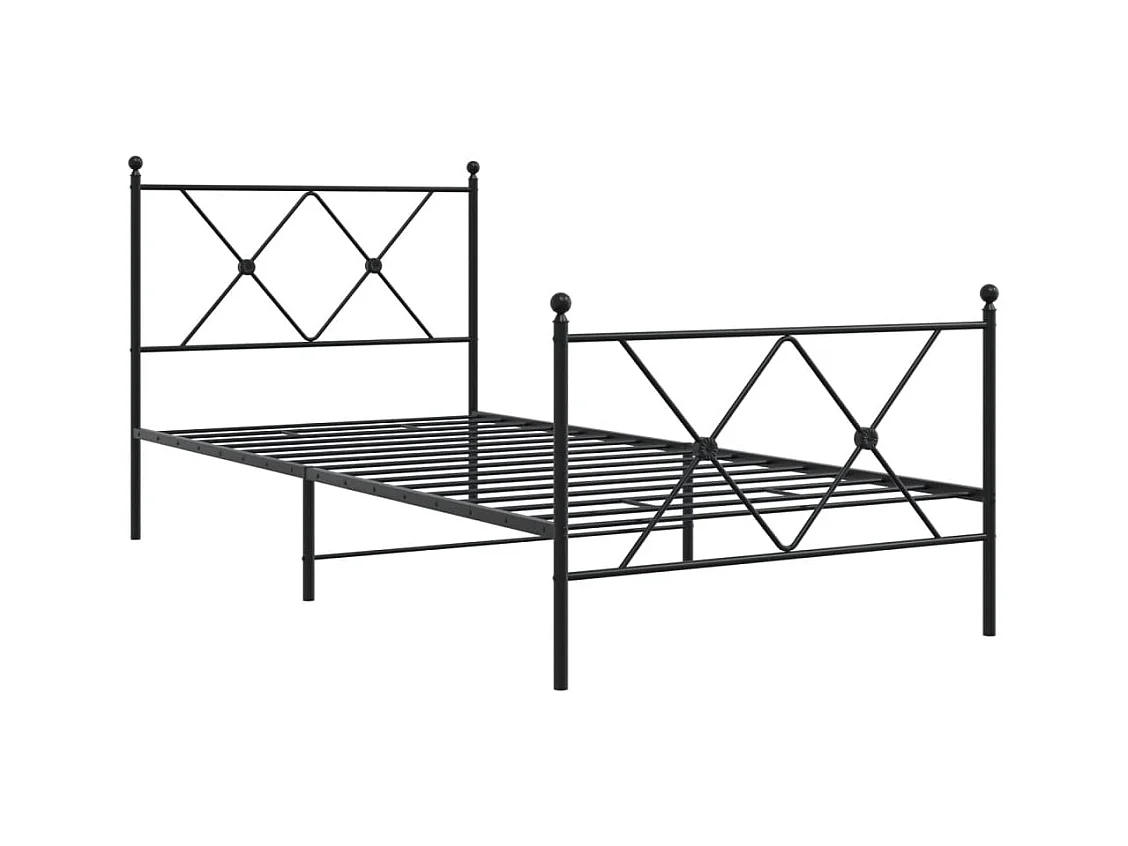 Cama individual- 90x190 cm con cabecero y estribo metal negro ES723659