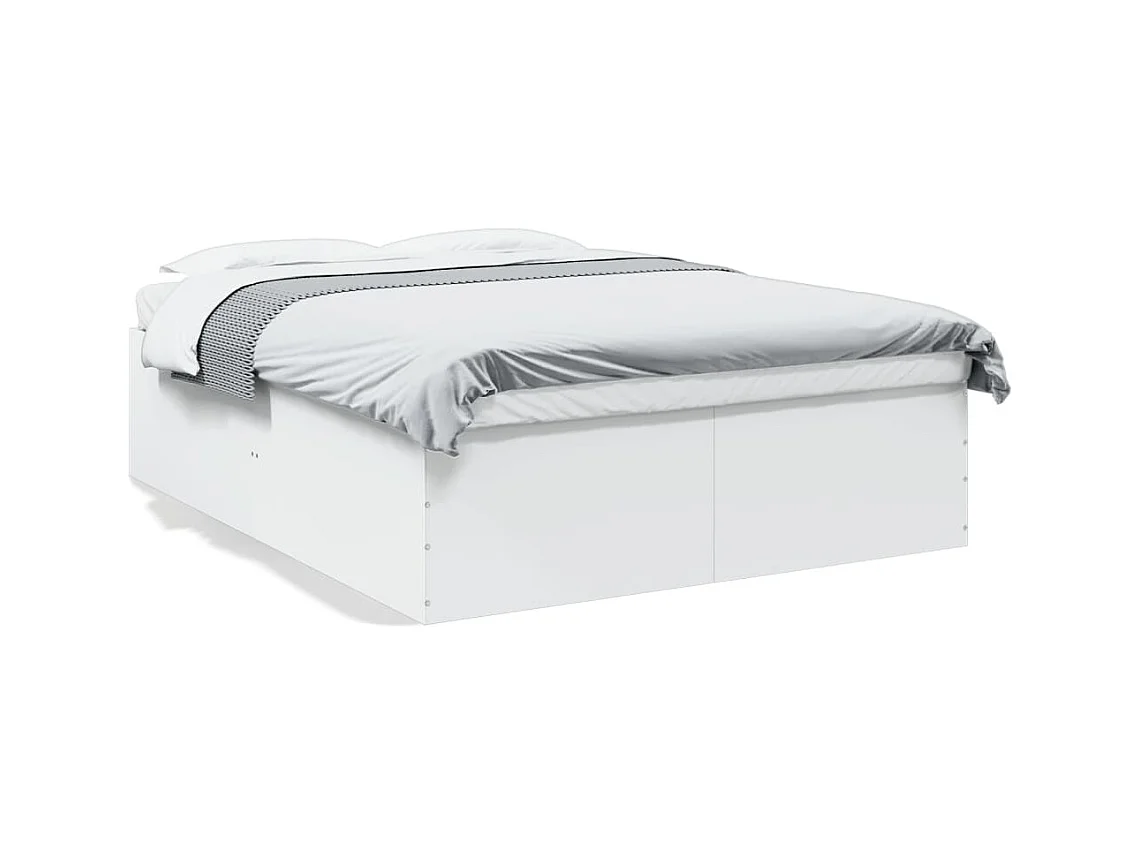 Lit double blanc 150x200 cm bois d'ingénierie FR41923