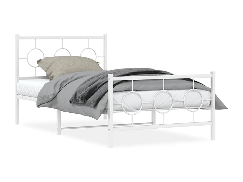 Bedframe met hoofd- en voeteneinde metaal wit 100x190 cm BE402828