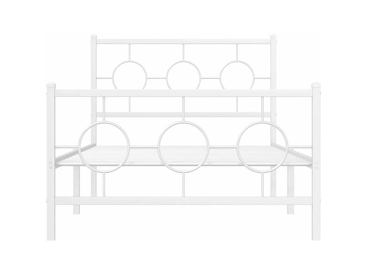 Cama 100x190 cm - metal cabecero y estribo blanca ES870725
