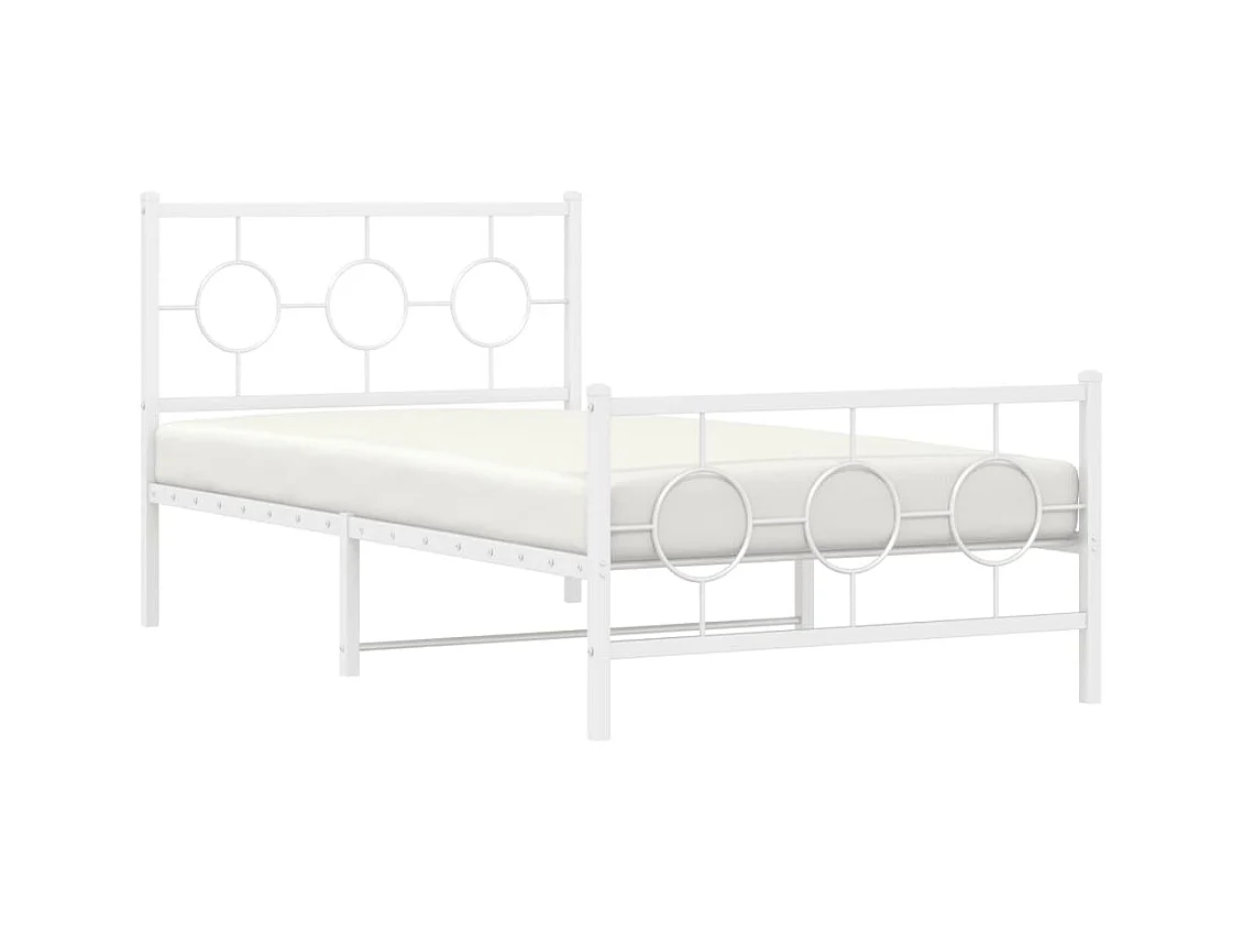Cama 100x190 cm - metal cabecero y estribo blanca ES870725
