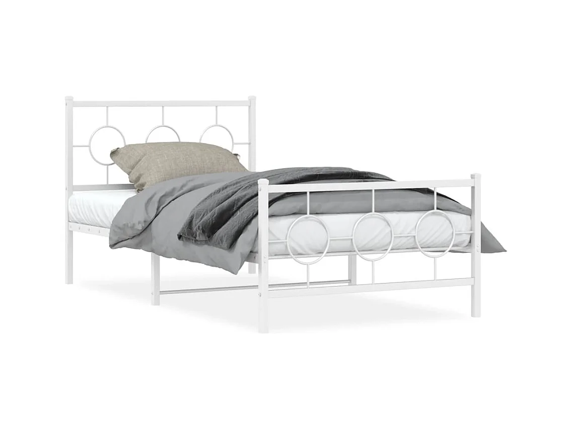 Cama 100x190 cm - metal cabecero y estribo blanca ES870725