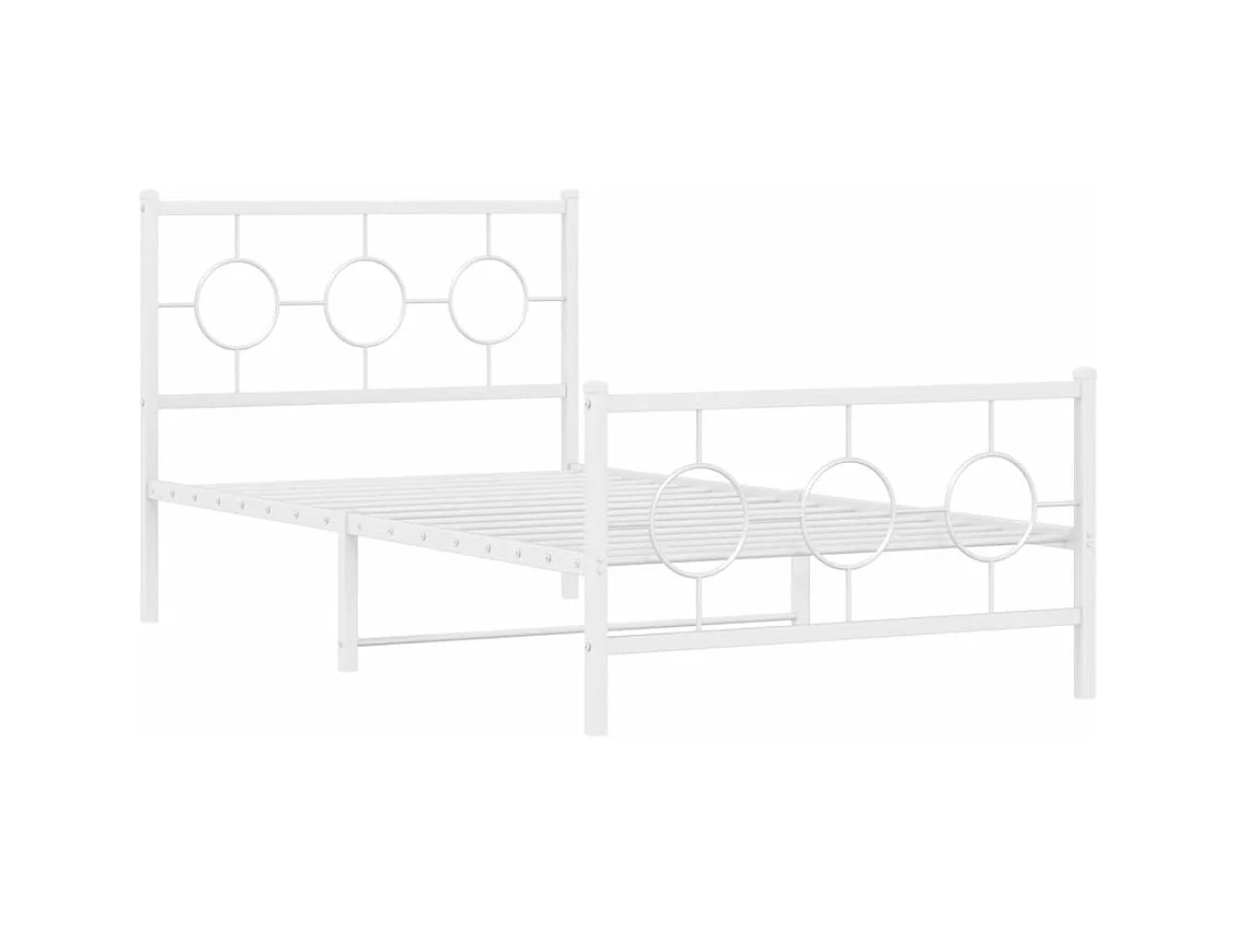Cama 100x190 cm - metal cabecero y estribo blanca ES870725