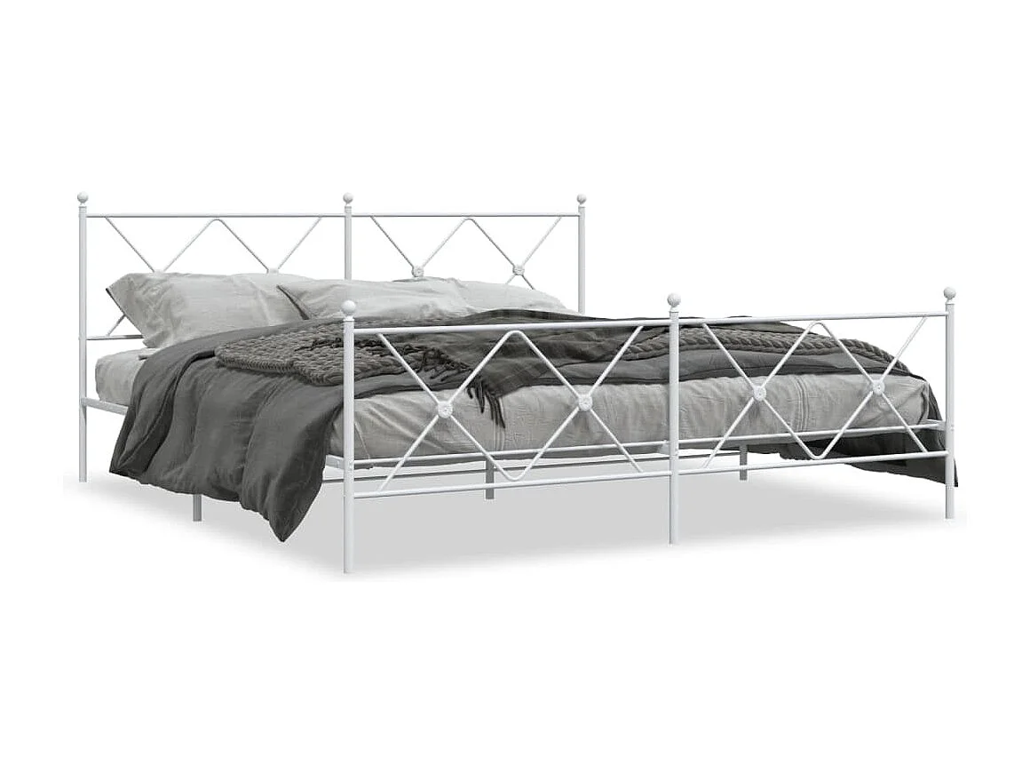Bedframe met hoofd- en voeteneinde metaal wit 180x200 cm BE965721