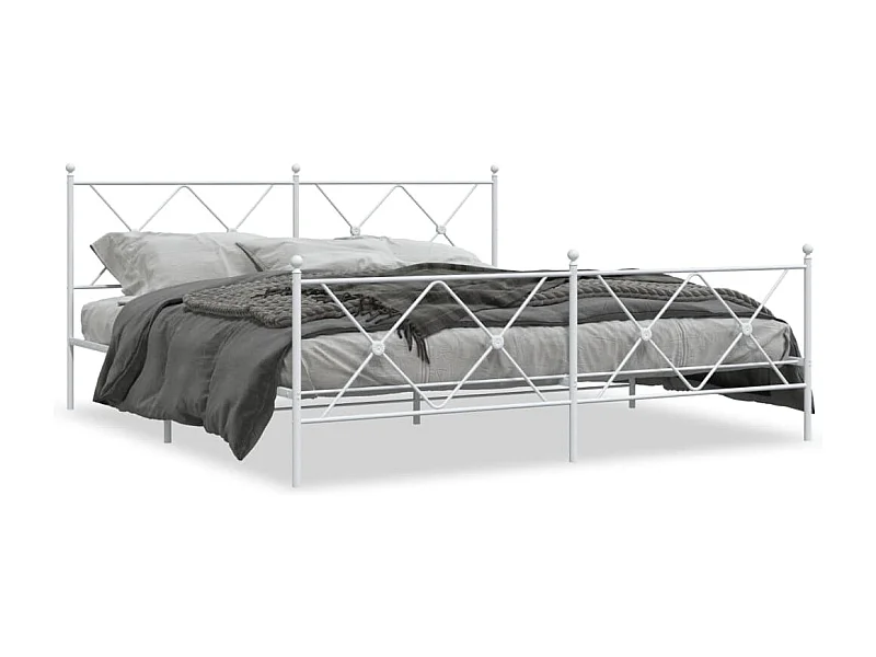 Bedframe met hoofd- en voeteneinde metaal wit 180x200 cm BE965721