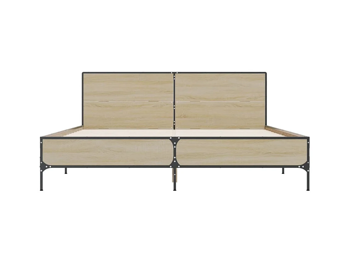 Lit double chêne sonoma 140x190 cm bois d'ingénierie et métal FR67558