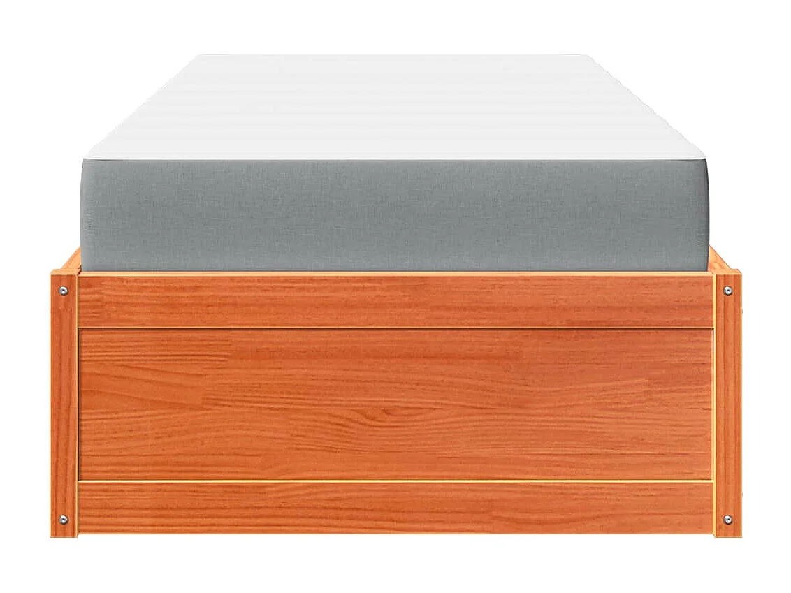 Lit adulte + matelas cire marron 90x200 cm bois massif de pin FR75417