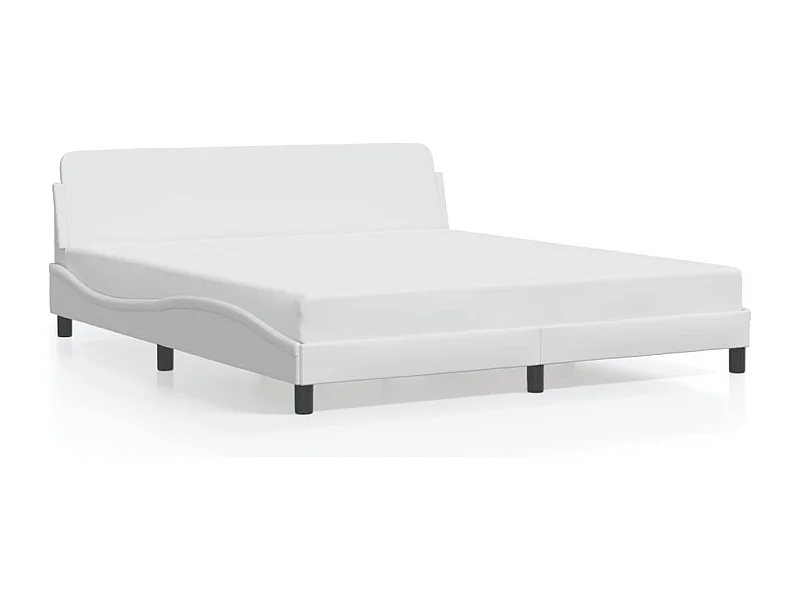 Lit double + tête de lit Blanc 180x200 cm Similicuir FR32200