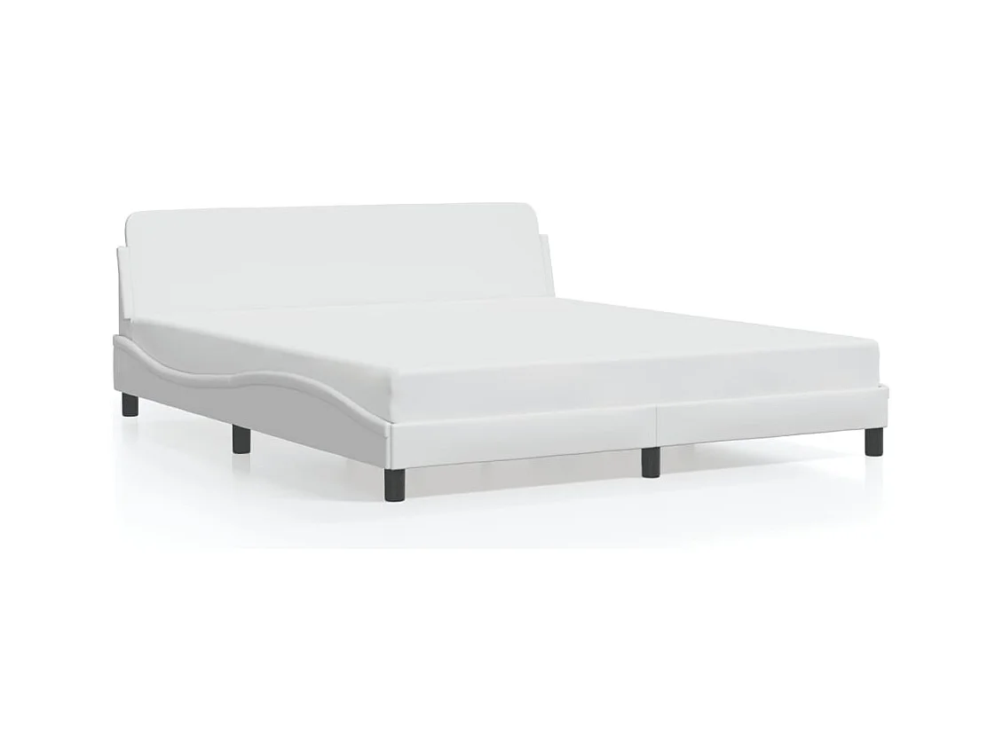 Lit double + tête de lit Blanc 180x200 cm Similicuir FR32200