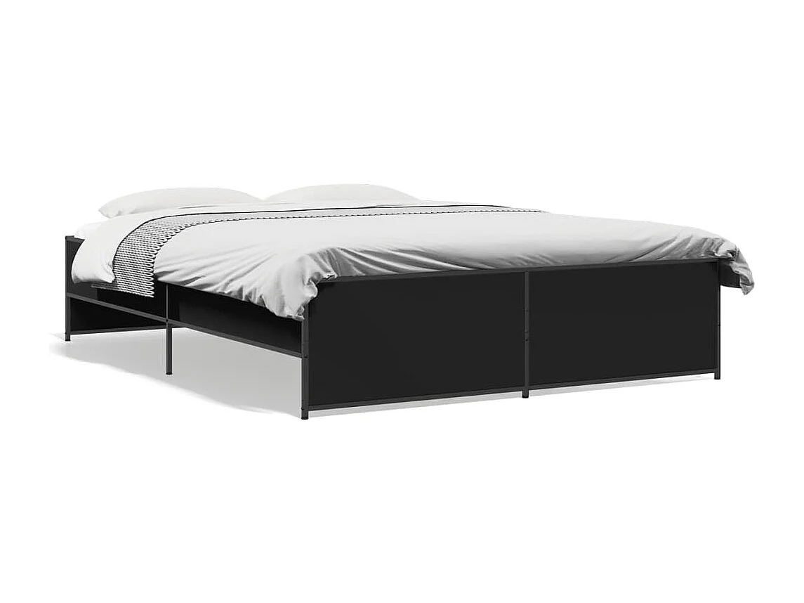 Cama matrimonial- 150x200cm madera de ingeniería y metal negro ES237715