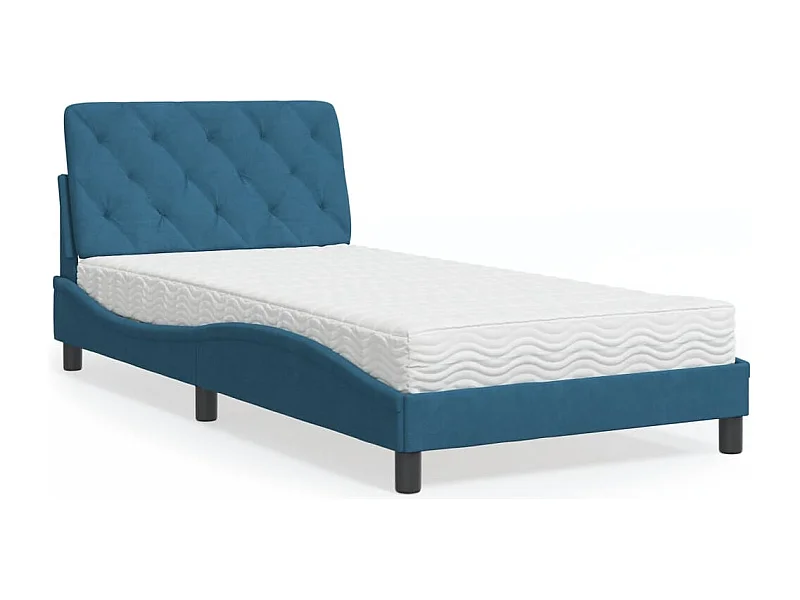 Lit adulte + matelas bleu 100x200 cm velours FR47616