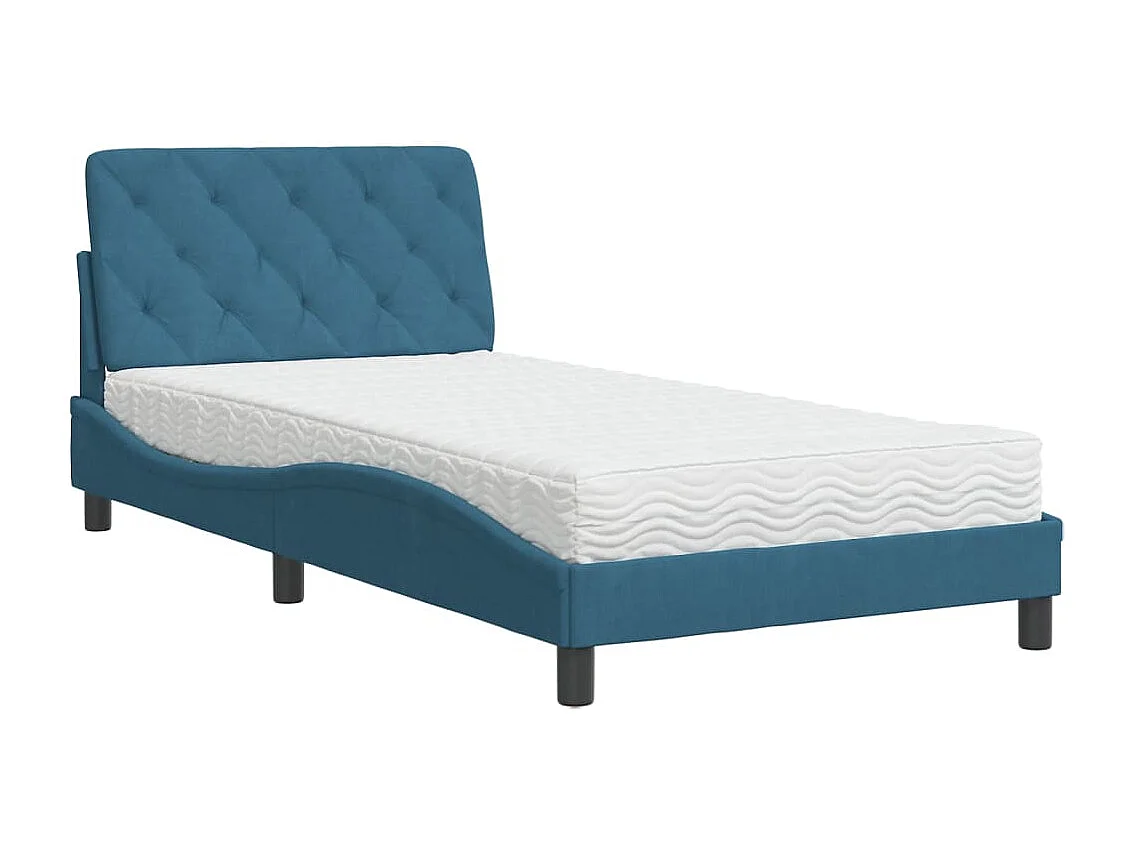 Lit adulte + matelas bleu 100x200 cm velours FR47616