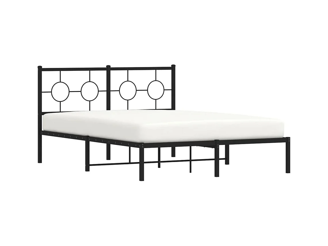 Cama matrimonial- 140x190 cm con cabecero metal negro ES673347