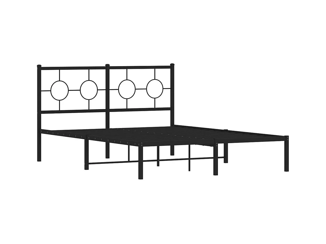 Cama matrimonial- 140x190 cm con cabecero metal negro ES673347