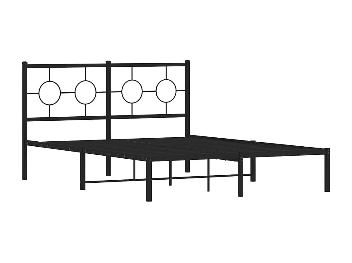 Lit double métal + tête de lit noir 140x190 cm FR95660