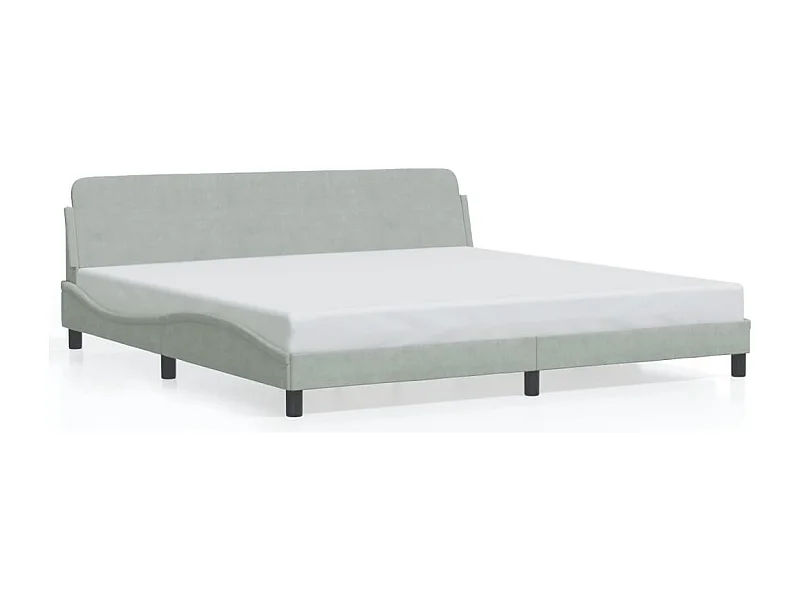 Lit double + tête de lit Gris clair 200x200 cm Velours FR42225