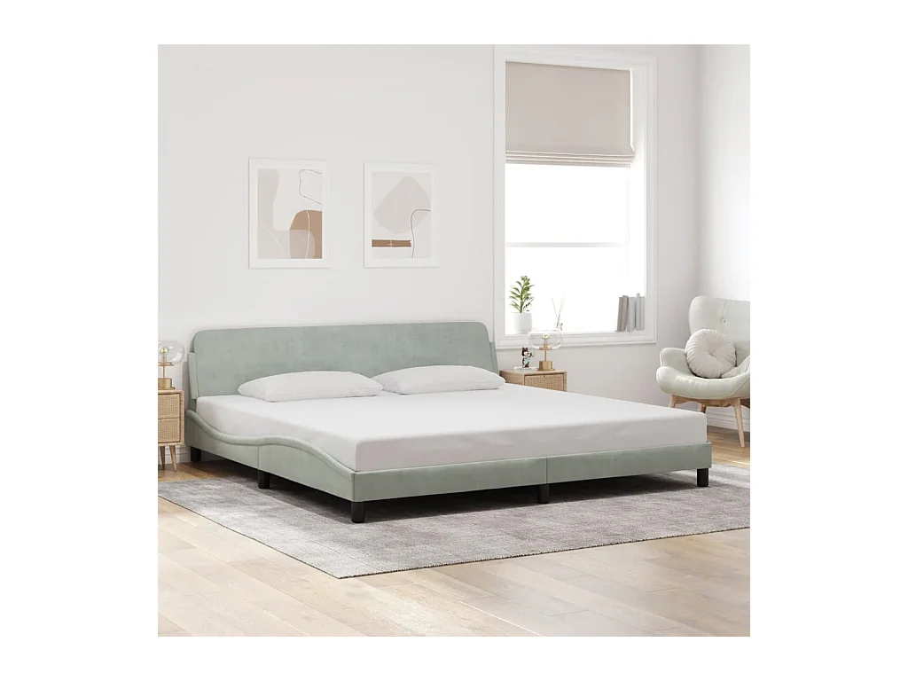 Bedframe met hoofdeinde fluweel lichtgrijs 200x200 cm BE705297