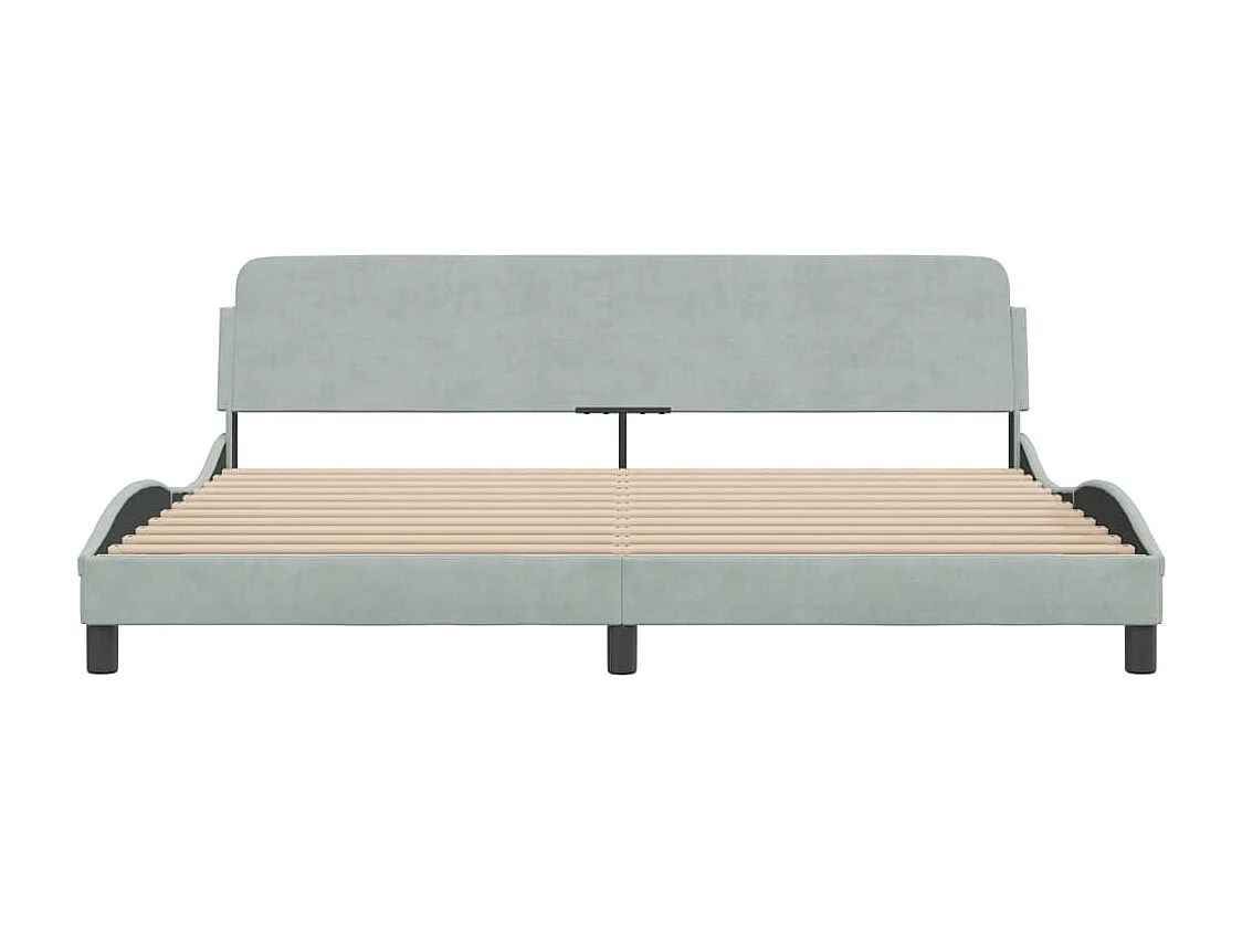 Lit double + tête de lit Gris clair 200x200 cm Velours FR42225