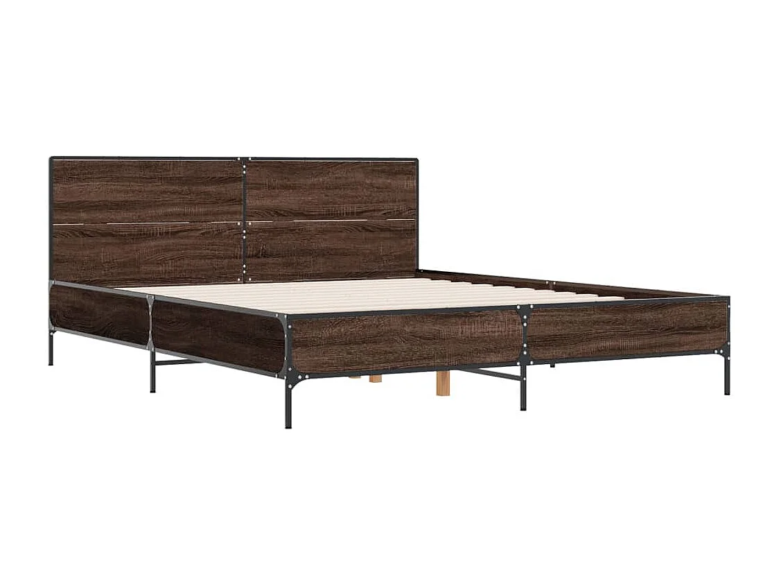 Bedframe bewerkt hout metaal bruin eikenkleur 120x200 cm BE896756