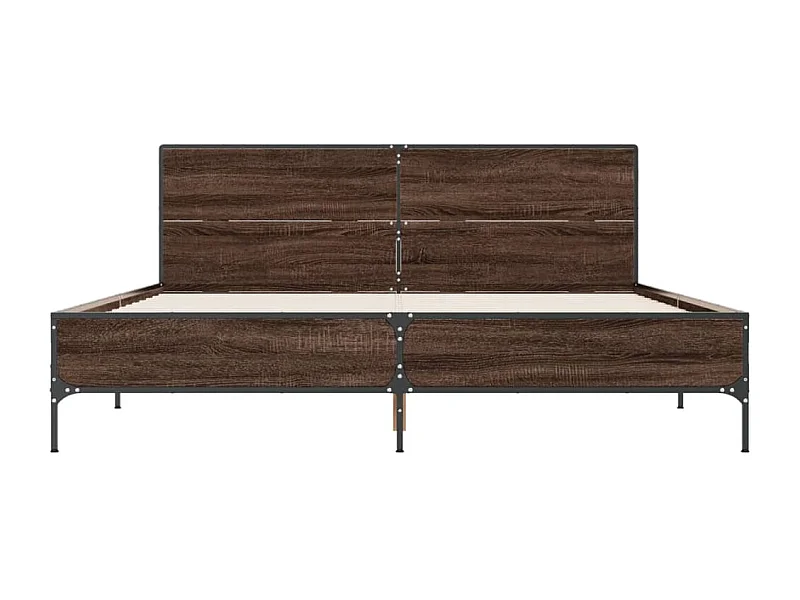 Lit double chêne marron 120x200 cm bois d'ingénierie et métal FR53957