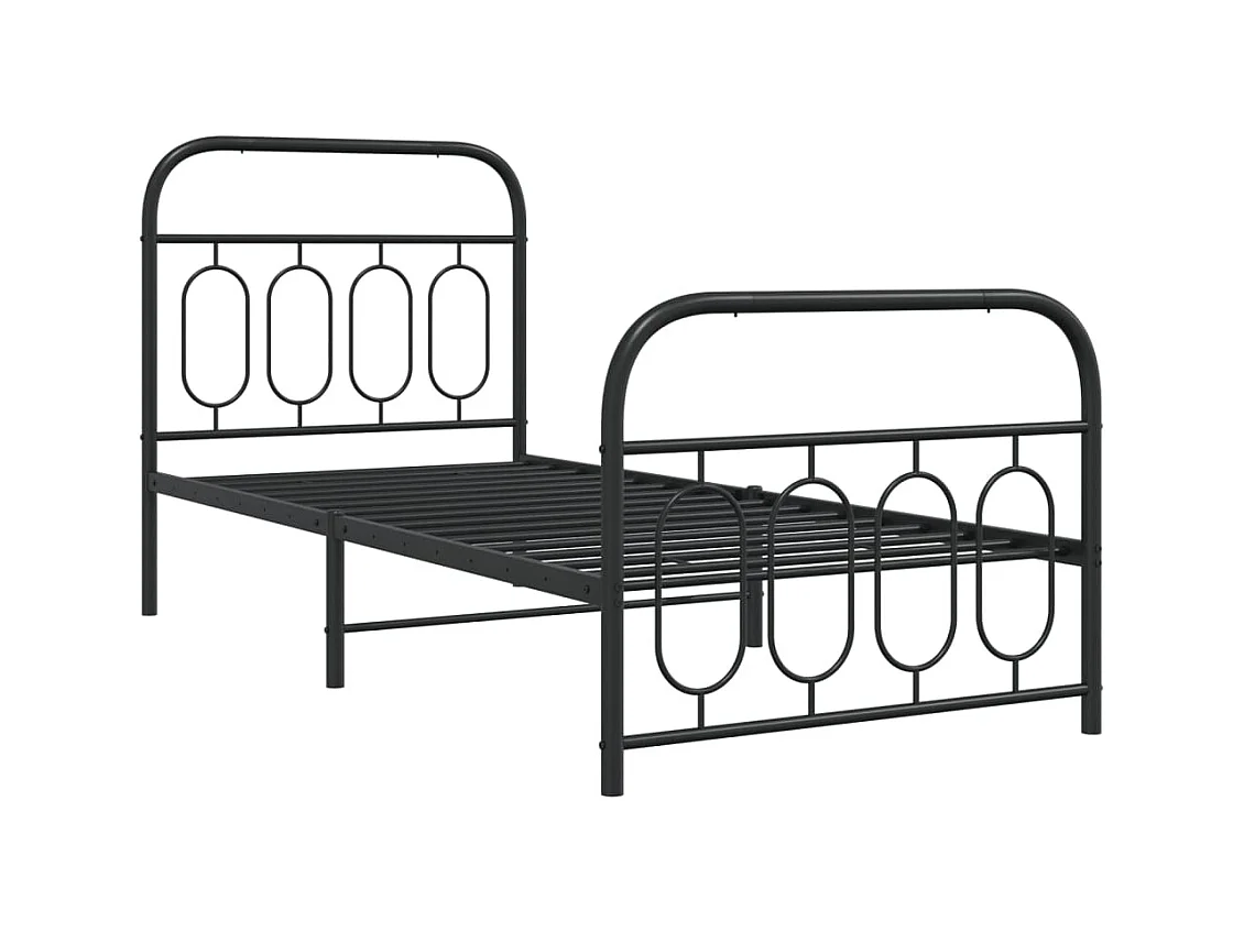 Cama individual- 90x190 cm con cabecero y estribo metal negro ES527753
