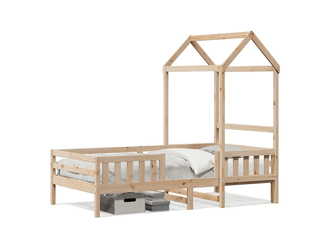 Lit simple avec toit 75x190 cm bois de pin massif FR28945