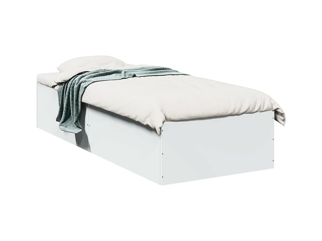 Lit simple blanc 100x200 cm bois d'ingénierie FR56460