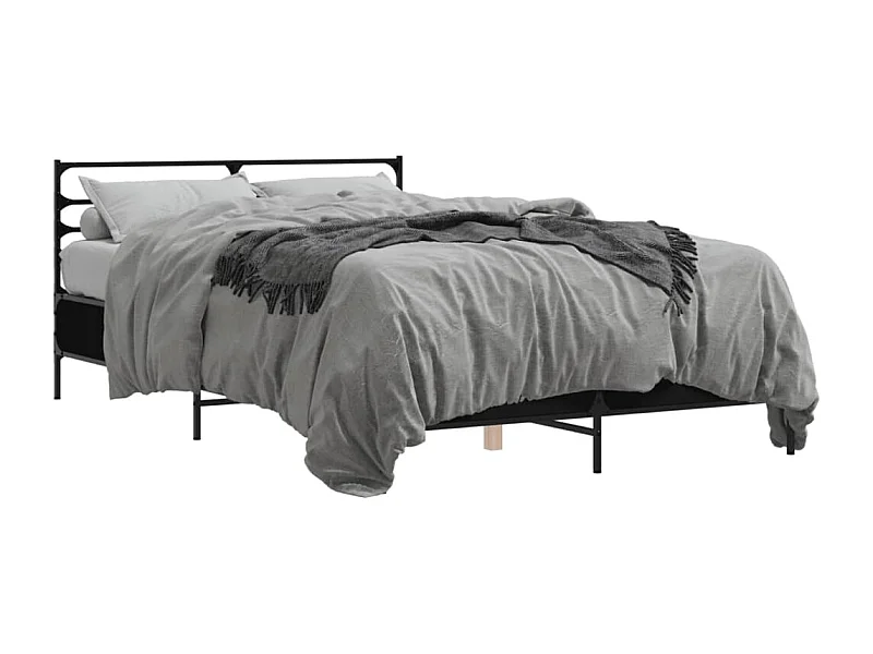 Cama 140x190 cm derivados de madeira/metal preto PT869126