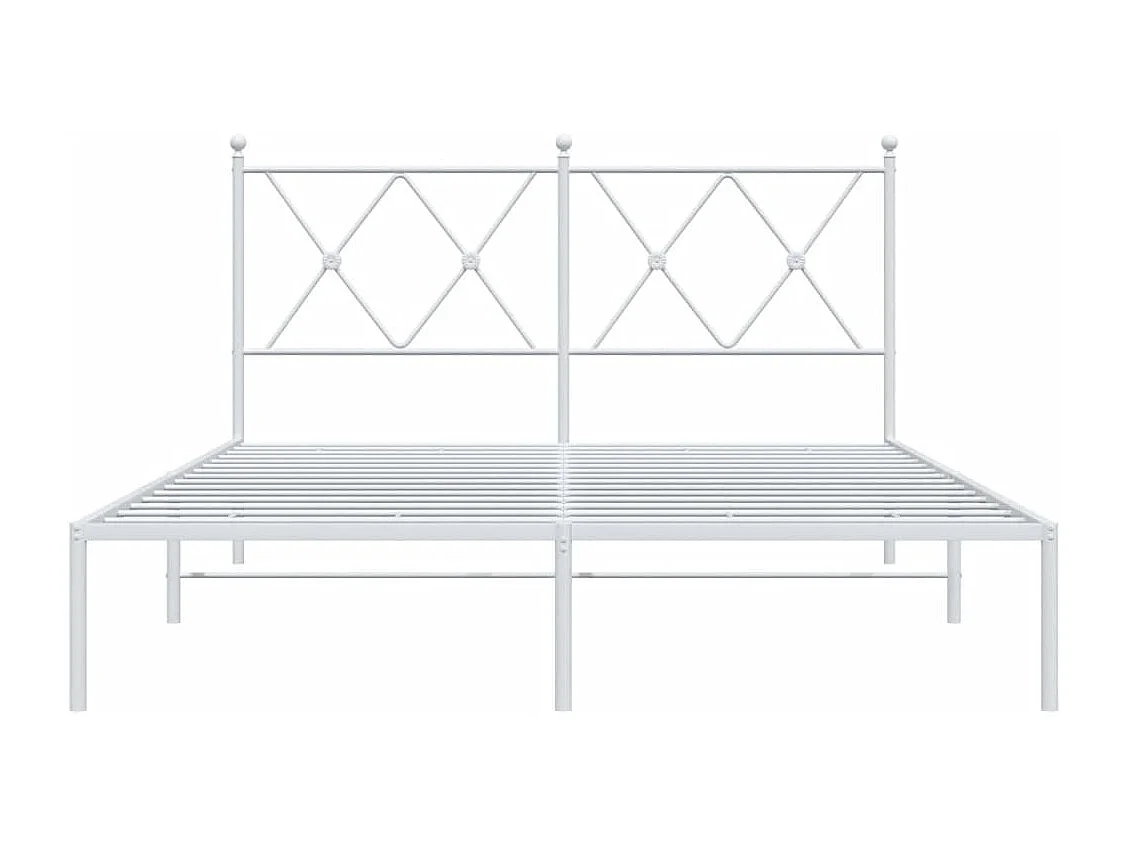 Lit double métal + tête de lit blanc 135x190 cm FR98787