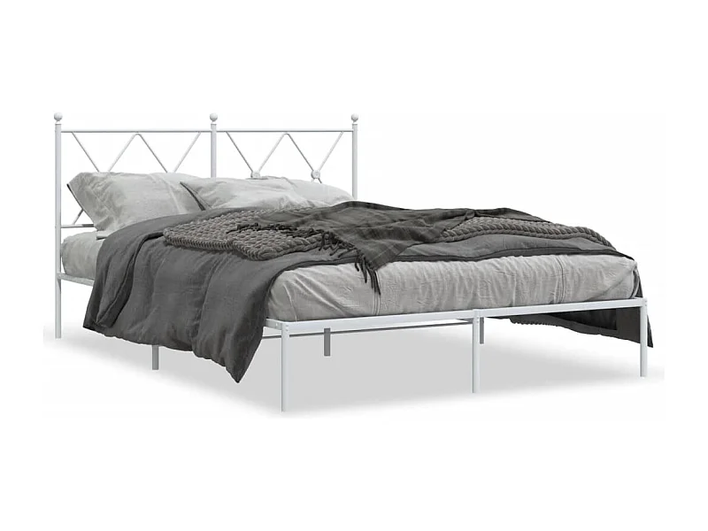 Cama matrimonial- 135x190 cm de metal con cabecero blanca ES584703