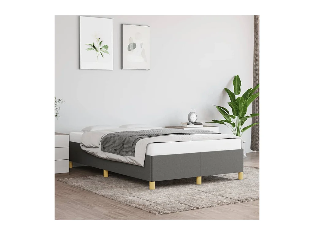 Lit double gris foncé 120x190 cm tissu FR89254