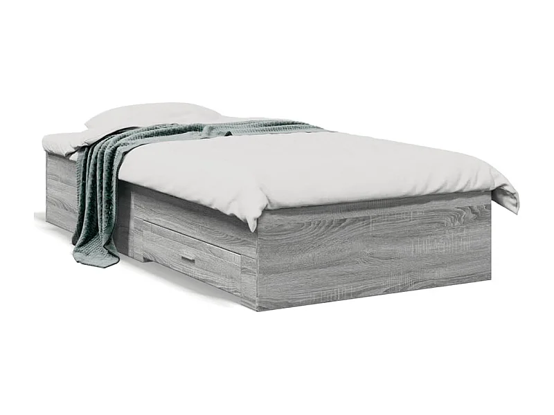 Lit simple et tiroirs sonoma gris 90x190 cm bois d'ingénierie FR51175