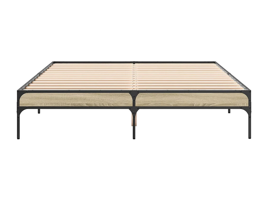 Lit double chêne sonoma 150x200 cm bois d'ingénierie et métal FR85142