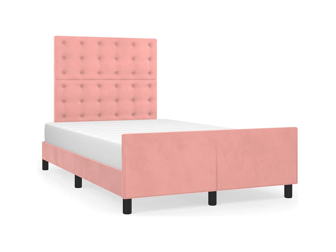 Bedframe met hoofdbord fluweel roze 120x190 cm BE930649