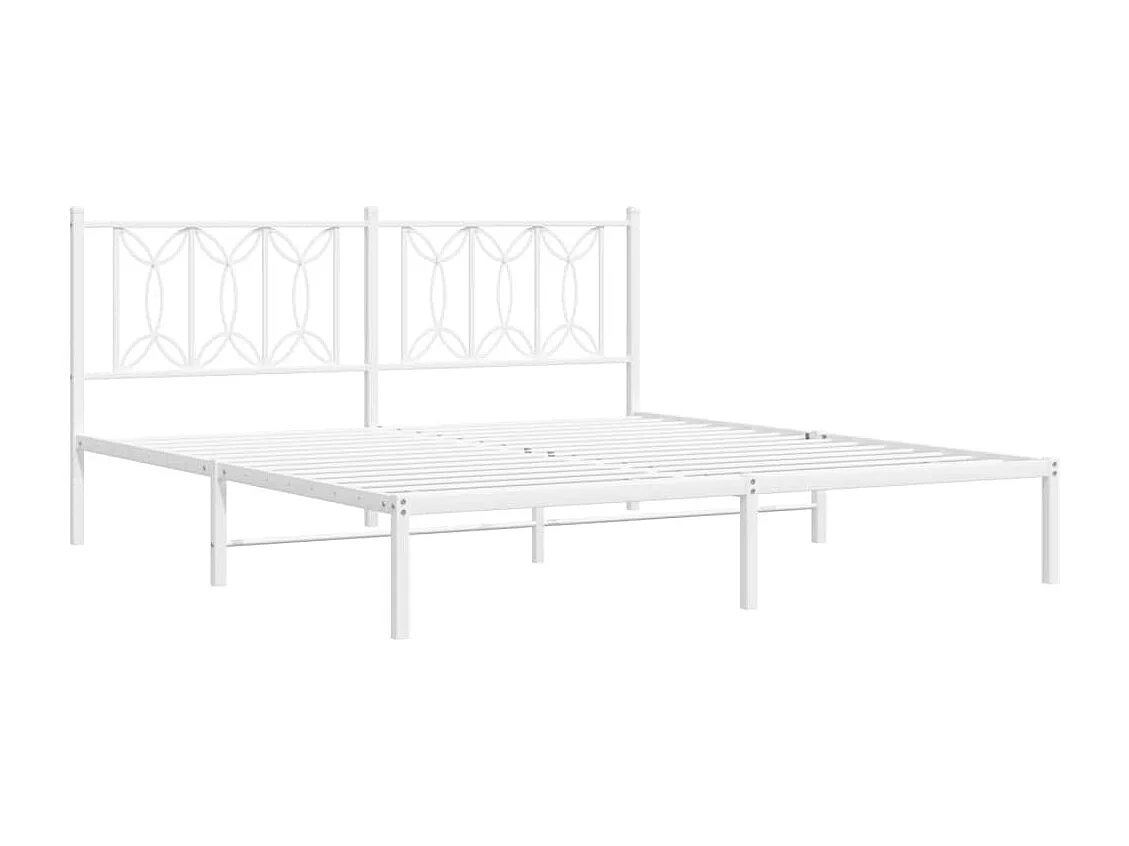 Lit double métal + tête de lit blanc 183x213 cm FR94260