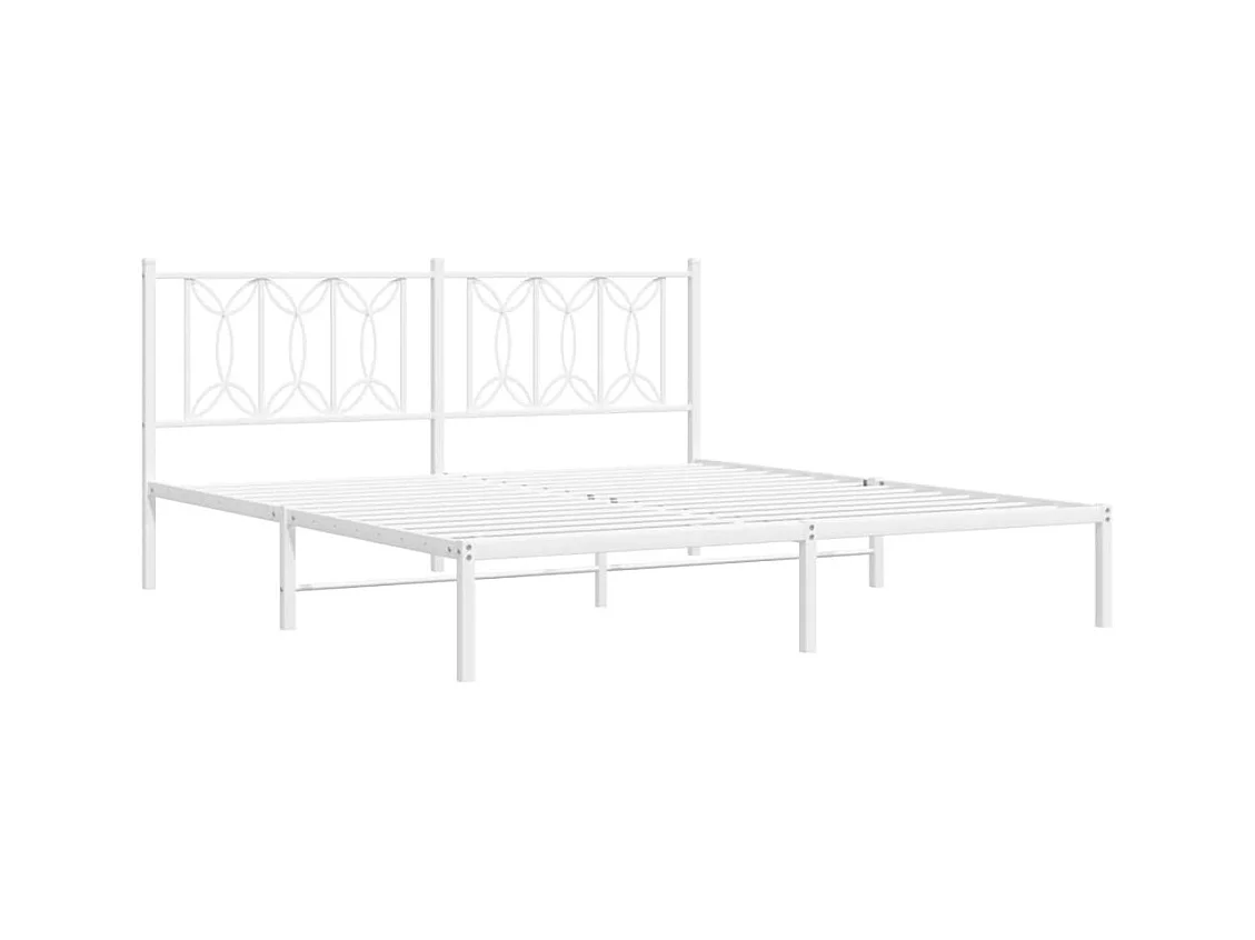 Cama matrimonial- 183x213 cm de metal con cabecero blanco ES824816