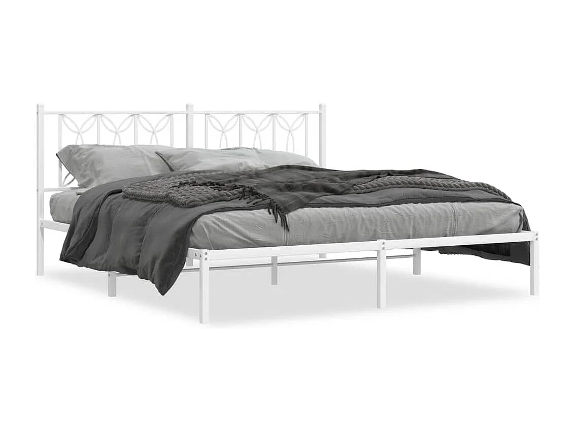Bedframe met hoofdbord metaal wit 183x213 cm BE962039