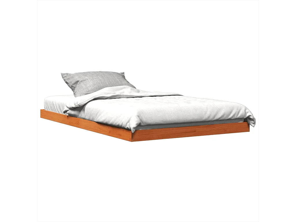 Cama 120x200 cm madeira pinho maciça castanho cera PT238372