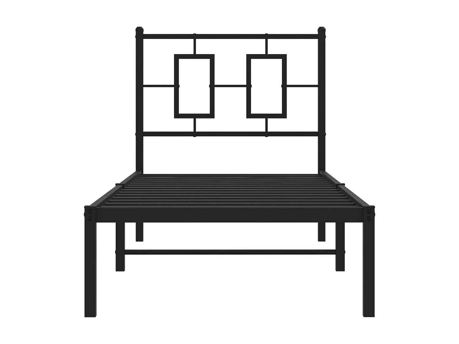 Lit simple métal + tête de lit noir 75x190 cm FR94991